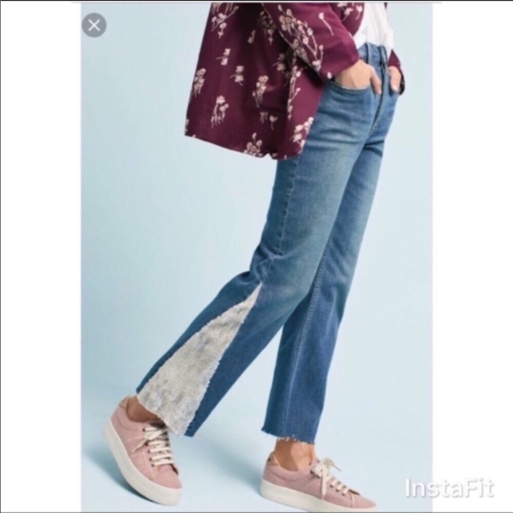 Sequin insert high rise jeans from Anthropology